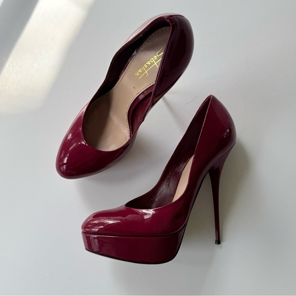 Sebastian Milano Guanto Giglio Porpora Red Patent Stiletto Platform Heels 35.5 - Picture 2 of 11